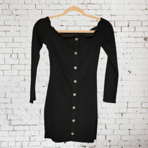 NWT Jacklyn Off Shoulder Mini Dress Ribbed Polyester Spandex - Picture 6 of 7